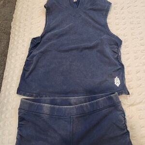 FP Movement by Free People Blue Shorts And Hooded Top Set. NEW